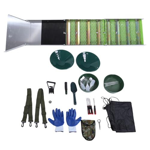 Focket 31pcs Komplettes Goldschwingen mit 50 -Zoll -Klappschaltkasten, Aluminiumlegierung Tragbare Bergbaugeräte, Gold -Ausrüstung für Goldabbau, Fluss, Bach, Bagger von Focket