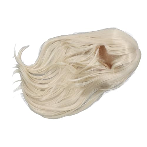Focket Baumwollpuppenperücke, Lange Lockige Hohe Temperatur-Seidenhaarersatzstile Stilvolle Trendige Weiche Plüschperücke mit Bequemer Passform für 35-39 cm Kopfumfang (Milch Gold) von Focket