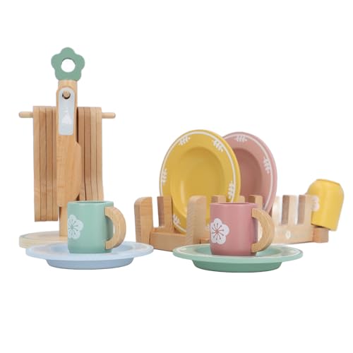 Focket Holzspiel -Lebensmittel -Set, 25 PCs Tun Küchenspielzeug mit Farbpassungen für Kleinkind Mädchen von Focket