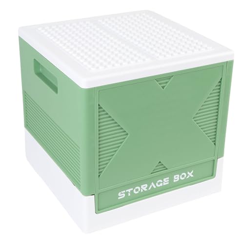 Focket Klappstaatsbox mit Großem Gebäudedeckel, 37L Stapel -Spielzeug -Aufbewahrungsbox mit Basisplatten, Faltbare Bausteine ​​Organizer Lagerbehälter für Startseite (Green) von Focket