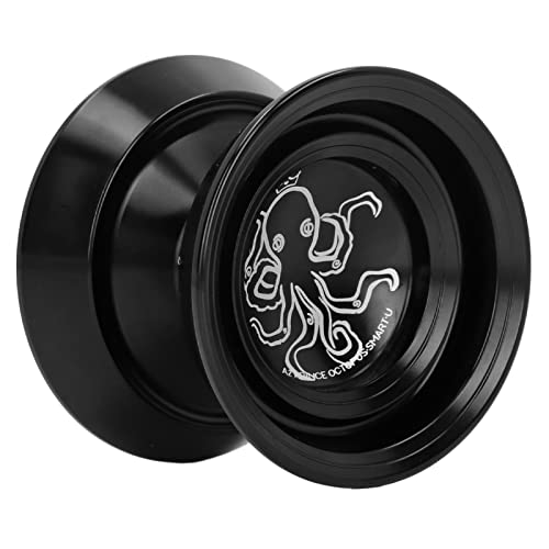 Focket Metall-Yoyo für Erwachsene und Fortgeschrittene - Professionelles Set mit 3 Schnüren, Handschuh und Ball für Anfänger - Weihnachtsg (Schwarz) von Focket