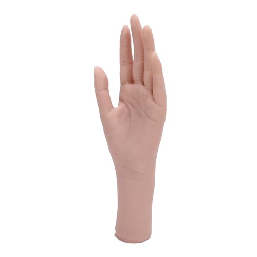 Focket Silikon Frauen Handmodell, Biegbare Finger 10in Lebensgröße Schaufensterpuppe Hand für Nagelkunst Praxis Schmuck Display Halloween Requisiten Fotografie Requisiten (Linke Hand) von Focket