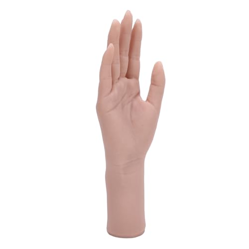 Focket Silikon Frauen Handmodell, Biegbare Finger 10in Lebensgröße Schaufensterpuppe Hand für Nagelkunst Praxis Schmuck Display Halloween Requisiten Fotografie Requisiten (Rechte Hand) von Focket