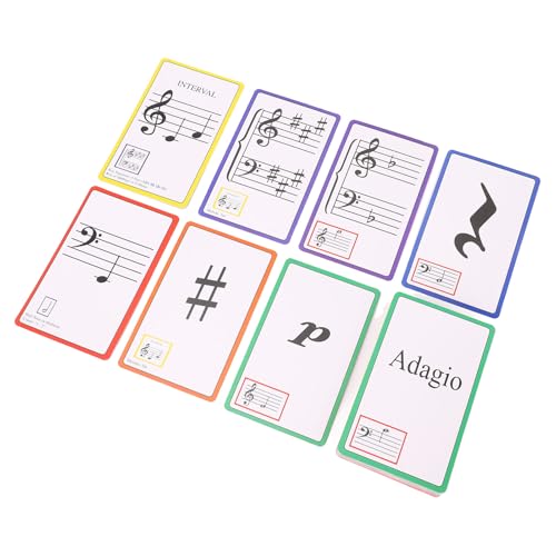 Music Flash Cards, Klaviernote Flash -Karten Musik -Lernkarten Doppelseitig Laminiert mit Hellen Farben Großer Druck für Sicht Singen Musikterminologie von Focket