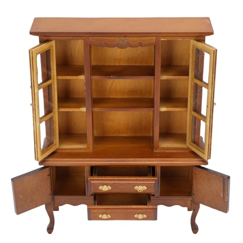Fockety 1:12 Puppenhaus Miniaturmöbel, Bücherregal aus Birkenholz, Sideboard, Schrankregal, Bücherregal Organizer, Schrank Aufbewahrungsregale für Möbelausstellungsvitrinen Dekoration von Fockety
