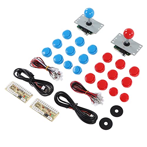 Fockety 2-Spieler--Spiel-DIY-Teil, -DIY-Teil, -Spiele-DIY-kit-Tee-mit 2 Ovalen Ellipsen-yoastick-Griffen für Heimkonsolediy , Geteiltes , , , , , , , , (Blau Rot) von Fockety