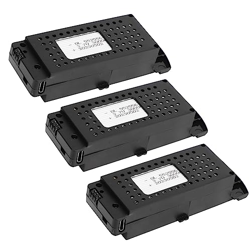 Fockety 3 Stück 3,7 V 3000 MAh Lithium-Batterie für S6 G6 RC Drohne, Fernbedienung UAV Backup-Batterie mit 3-in-1 Ladekabel, RC Drohne Ersatzbatterie RC Quadcopter Ersatzteile für S6 G6 von Fockety