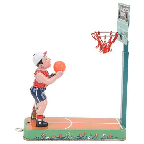 Fockety Basketball-Spieler SPIELEGUG, Retro Klassischen Uhrwerk Frotling Basketball-Spieler Schießen Spielzug, Basketballstand Uhrwerk Spielzug für Sammlung, Weihnachten, Geschenkenk von Fockety