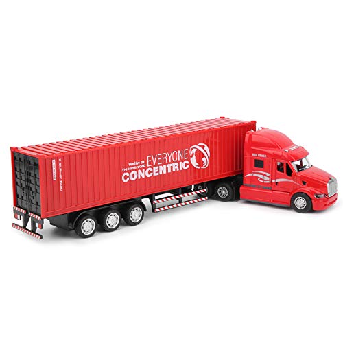 Fockety Container-LKW-Spielzugauto, Hochsimuliertes, Sammelbares Transportfahrzugmodell aus Legierung MIT LESCHERTER UND GEUEN, 160-MAH-Batterie, Exquisite Verarbeitung, ((Rot)) von Fockety