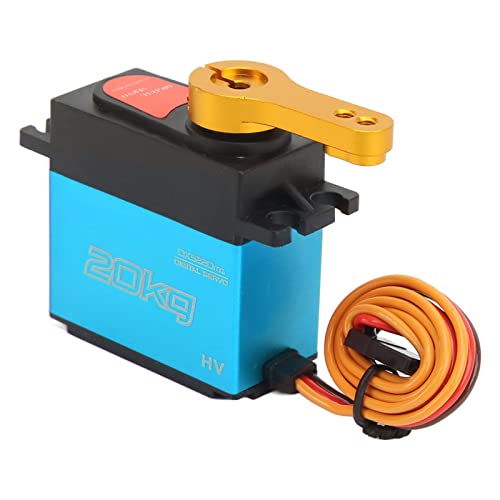 Fockety Digitales Servo, 20 Kg, 180-Grad-Drehung, Hohe Genauigkeit, Wasserdichtes Metallgetrebe-servo Mit Geringem Rauchen, Pwm-Steuerung, RC-Servo für RC-Modellbau-Frü Roboter, RC-Autos (Blue) von Fockety