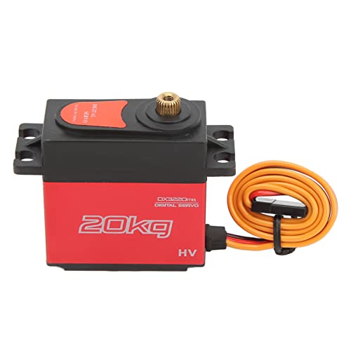 Fockety Digitales Servo, 20 Kg, 180-Grad-Drehung, Hohe Genauigkeit, Wasserdichtes Metallgetrebe-servo Mit Geringem Rauchen, Pwm-Steuerung, RC-Servo für RC-Modellbau-Frü Roboter, RC-Autos (Rot) von Fockety