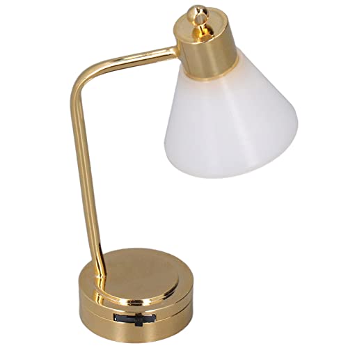 Fockety Dollhouse Miniaturtischlampe, LED -Mini -Lampe für Puppenhausmöbel, Funktionale 1/12 Skala mit Goldener Basis und Wunderschöner Weißer Lampenschirm, Geeignet für Wohnzimmer, Fockety Dollhouse Miniaturtischlampe, LED -Mini -Lampe für Puppenhausmöbel, Funktionale 1/12 Skala mit Goldener Basis und Wunderschöner Weißer Lampenschirm, Geeignet für Wohnzimmer, von Fockety