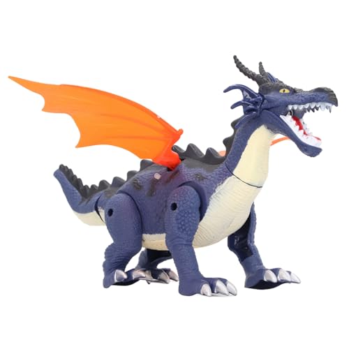 Fockety Elektrische Dinosaurierspielgeug für 3 Bis 12 Jahren, Simulierter Flammenstrahl, Ton und Licht, Realistischer Tyrannosaurus Mit Wasernebel, Brülen (Blue) von Fockety