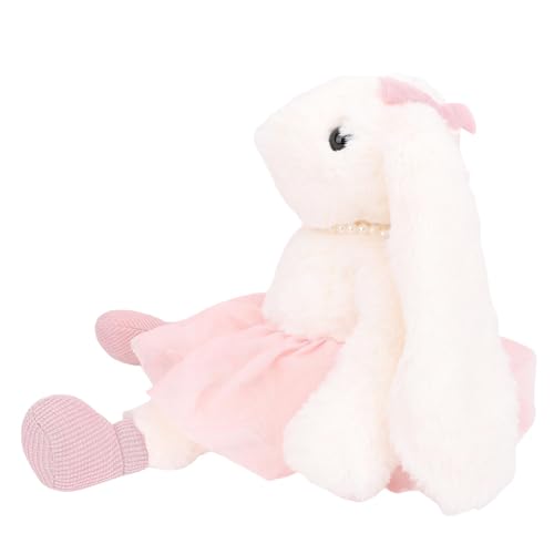 Fockety Kaninchenprinzessin Plüschspielzeug, Handgefertigte Weiche Hasenpuppe mit Langen Ohren und Rosa Bogen, Elegantes Prinzessin -Thema Stofftier für Kleine Mädchen (Rosenate) von Fockety
