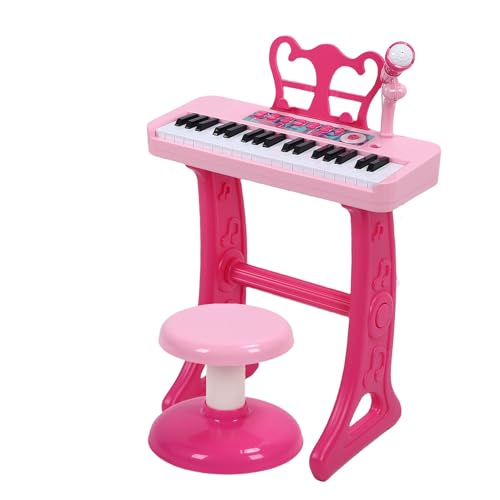 Fockety Kids Piano, 37 Keys Electronic Educational Kleinkind Keyboard -Keyboardspielzeug mit Mikrofon, Aufzeichnung der Wiedergabe Mehrerer Sounds Lichter Hocker Kids Musical Instrument von Fockety