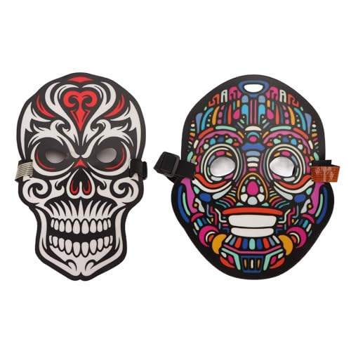 Fockety LED-Maske, ABS-Kunststoff geruchlos Sprachsteuerung einstellbare Größe Halloween-Maske EL-Kaltlicht Keine UV-Schäden Batteriebetriebene Bunte LED-Licht Maske von Fockety