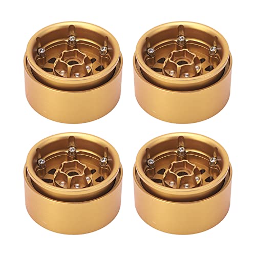 Fockety Messing Beadlock-, Hohe Versschmeißfestigkeit, Stabile und Langlebige RC-RAUPENFELGE, 1,9 Zoll, Goldfarbe MIT 12-MM-SECHSKANTNABEN FUR AXIAL SCX10 90046 AXI03007 D90 D110 von Fockety