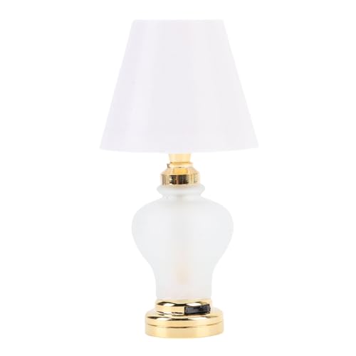 Fockety Mini-Puppenhauslampe, Miniatur-Tischlampe im Maßstab 1:12, batteriebetriebene dekorative Vintage-LED-Leuchte als Zubehör für Puppenhausmöbel von Fockety
