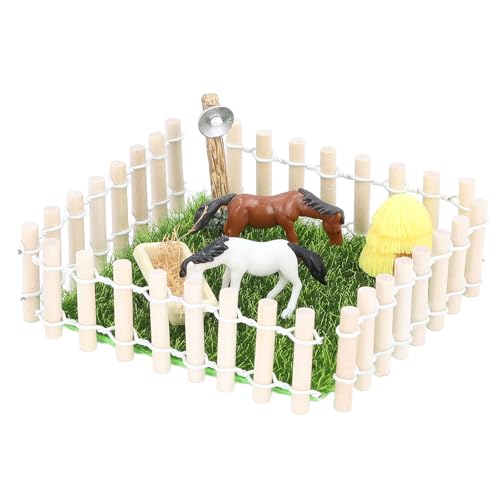 Fockety PUPPENHAUS Rennbahn, 1: 12 Maßstab Kunststoff Massivholz Hohe Simulation Miniatur PFerDestall HandgeferTight Exquisites Details Lebendige Miniatur Scheune Bauernhof (Holzfarbe) von Fockety