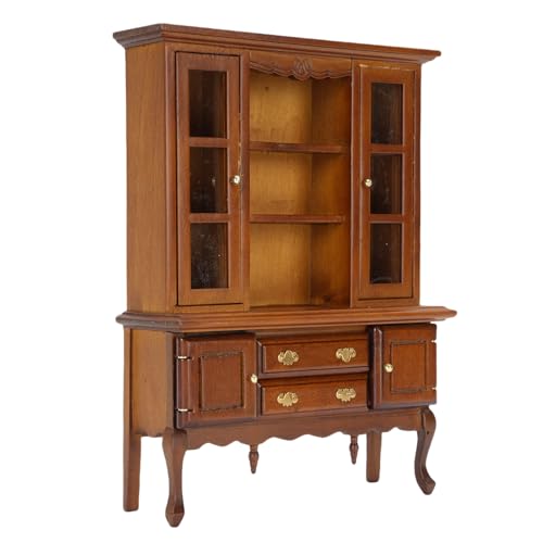 Fockety Puppenhaus-Bücherregalschrank, Miniaturschrank Im Maßstab 1:12, Puppenhaus-Bücherregal mit zu öffnender Türschublade, Miniatur-Bücherregal, Puppenhaus-Dekorationszubehör von Fockety