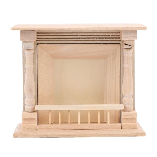 Fockety Puppenhaus Dekoration Zubehör, 1:12 Miniaturpuppenhaus Kamin Miniatur Holz Kamin Miniaturkamin für Weihnacht Dollhouse Dolls Möbel von Fockety