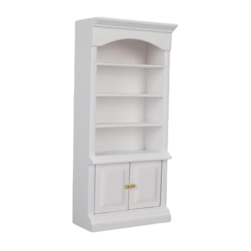 Fockety Puppenhausschrank Im Maßstab 1:12, 4-stöckiges Regal, 2 Türen, Miniaturschrank, Bücherregal, Möbelzubehör, aus Massivholz, für die Puppenhaussammlung, Weihnachts- und von Fockety