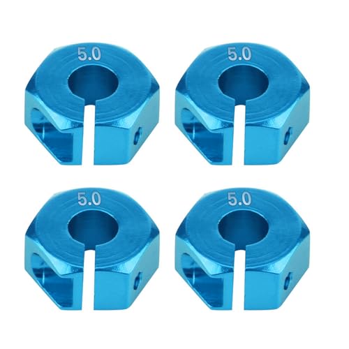 Fockety RC -Auto 12mm Rad Hub Hub Adapter Set Haltbares Upgrade Accessoire Aluminiumlegierung Easy Installation Blue/Gold 4 Pack (5,0 mm blau) von Fockety