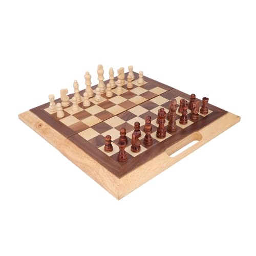 Intellektuelle Entwicklung, Dekorative Präsentation, Verbesserte Fähigkeiten – Schachspiel aus Kiefernholz mit Magnetischem Schachbrett mit Aufbewahrungsschlitzen, Lernspielzeug von Fockety