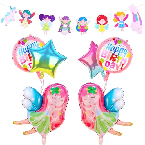 Luftballon Folienballons Fee, Feen Geburtstag Deko, Feen Deko Kindergeburtstag, Happy Birthday Ballon, Geburtstag Girlande, Folienballon Stern, Feen Themenparty für Deko Geburtstag Mädchen von Foesihep
