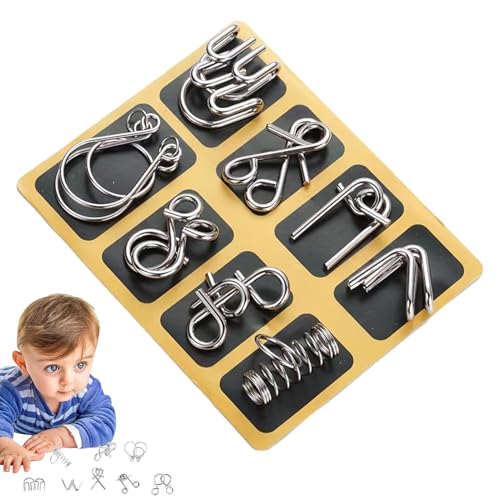 Metalldraht -Puzzle Logik Hirnteaser Set - 8 Pack Metall Hirn Teaser Rätsel Spielzeug, M -Etal Ring I Q Rätsel Ring Bildungsspielzeug, Schwierige Spiele Für Party Bevorzugt Kinder Erwachsene von Fogukier