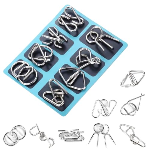 Metalldraht -Puzzle Logik Hirnteaser Set - 8 Pack Metall Hirn Teaser Rätsel Spielzeug, M -Etal Ring I Q Rätsel Ring Bildungsspielzeug, Schwierige Spiele Für Party Bevorzugt Kinder Erwachsene von Fogukier