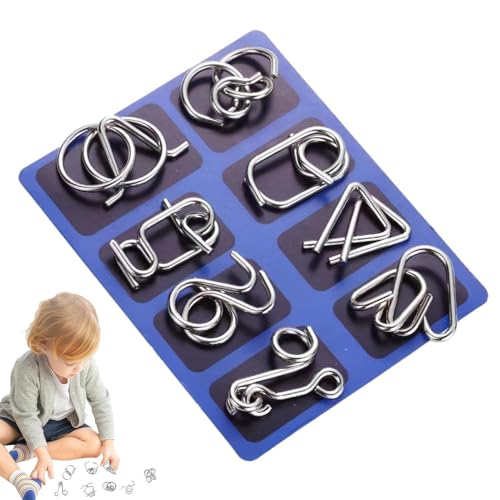 Metalldraht -Puzzle Logik Hirnteaser Set - 8 Pack Metall Hirn Teaser Rätsel Spielzeug, M -Etal Ring I Q Rätsel Ring Bildungsspielzeug, Schwierige Spiele Für Party Bevorzugt Kinder Erwachsene von Fogukier