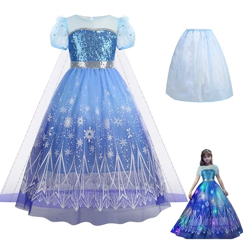 Foierp Light Up Princess Dresses for Girls Elsa Dress up for Kids Princess Snow Queen Costume with Skirt Hem for Bithday Party Halloween Christmas Carnival Foierp Light Up Princess Dresses for Girls Elsa Dress up for Kids Princess Snow Queen Costume with Skirt Hem for Bithday Party Halloween Christmas Carnival von Foierp