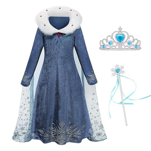 Foierp Mädchen Elsa Anna Kostüme - Kostüm mit Feenstab und Krone Tiara für Hochzeit/Party/Cosplay Winter Langarm Pelzkragen Prinzessin Klei Foierp Mädchen Elsa Anna Kostüme - Kostüm mit Feenstab und Krone Tiara für Hochzeit/Party/Cosplay Winter Langarm Pelzkragen Prinzessin Klei von Foierp