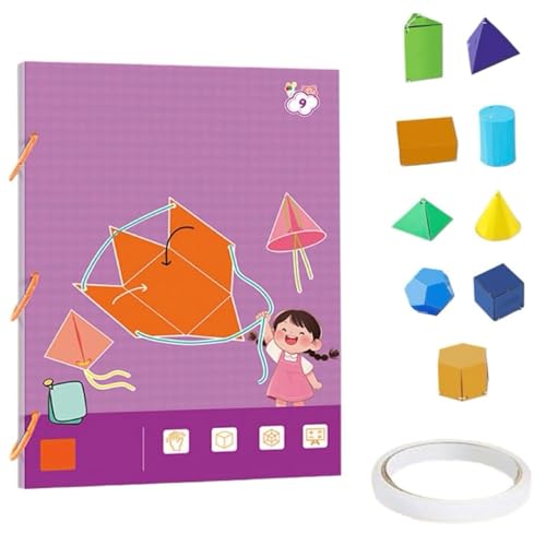 Fokayo Pull String 3D-Geometrie-Lernbuch, DIY Solid Geometry Thinking Trainingsbuch, Anfänger mit 9/12/15 geometrischen Festkörpermodellen (9-Model) von Fokayo