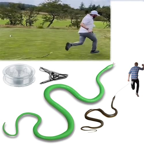 Fokayo Schlangenstreich mit Schnurclip, Golfschlangenstreich mit Schnur und Clip, Schlangenstreich zum Aufstecken, Schlangenstreich aus Gummi mit Schnur, Schlangenstreich zum (Green) von Fokayo