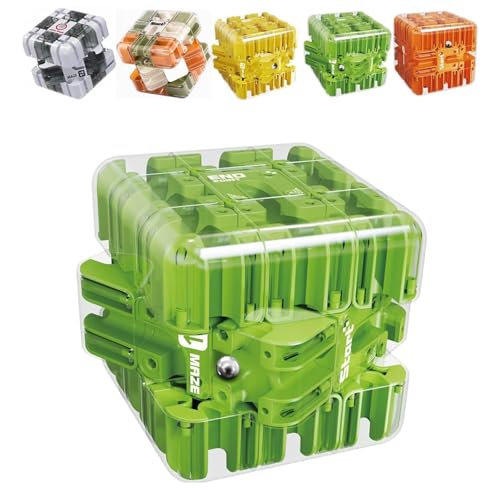 Großes Labyrinth 3D -Puzzle -Labyrinth -Würfel - ansprechendes Hirnteaserspielzeug, herausfordernde Logik -Puzzle -Ball -Stress -Relief -Zappel -Würfel -IQ -Training (Green) von Fokayo