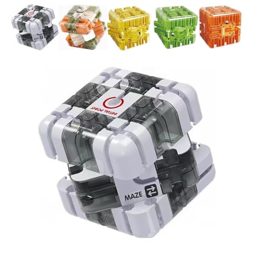 Großes Labyrinth 3D -Puzzle -Labyrinth -Würfel - ansprechendes Hirnteaserspielzeug, herausfordernde Logik -Puzzle -Ball -Stress -Relief -Zappel -Würfel -IQ -Training (Grey White) von Fokayo