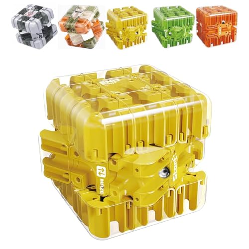 Großes Labyrinth 3D -Puzzle -Labyrinth -Würfel - ansprechendes Hirnteaserspielzeug, herausfordernde Logik -Puzzle -Ball -Stress -Relief -Zappel -Würfel -IQ -Training (Yellow) von Fokayo