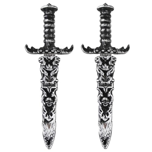 Fokroin 2 Stück Dolch Kunststoff, Halloween Schwerter, Piratenschwert Aus Kunststoff, Dolch Piratenschwert, Piratensäbel Requisite, Piratenschwert für Piratenkostüm Zubehör, Piratenparty Requisiten von Fokroin