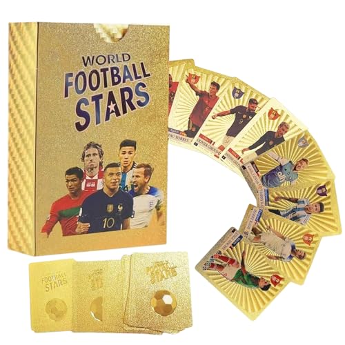 Fokroin 55 Fußball-Starkarten zur WM, Fußball-Weltcup-Star-Karte，Fussball sammelkarten，geeignet für Fans, Kinder, Jugendliche und Erwachsene (Gold) von Fokroin