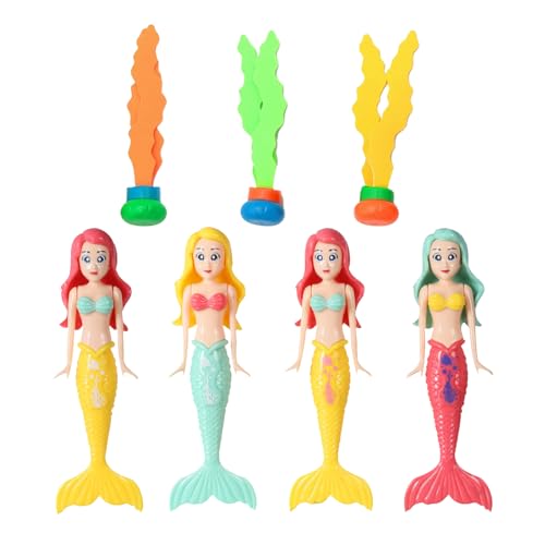 Fokroin 7 Stück Kinder-Tauchspielzeug, Unterwasser-Tauchring, sinkt schnell unter der Erde, Meerjungfrau-Tauchspielzeug, Tauchring, Unterwasser-Spiel, Tauchtraining, Kinder von Fokroin