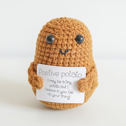 Fokroin Positive Potato Mini-Plüschpuppe, Mini-Plüschfigur lustige positive Kartoffelpuppe kreative gestrickte Kartoffelpuppeinspirierendes Geschenk Geburtstagsgeschenk von Fokroin