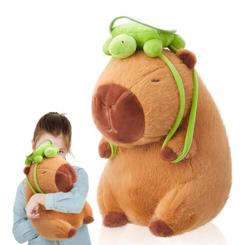 Fokroin Simulation Capybara plüschtier Turtle Pillow Wearable|Plüsch Capybara stofftier|Süßes lustiges Capybara plüschtier|Cartoon Capybara Stuffed Animal Toys,Geschenke für Jungen und Mädchen von Fokroin