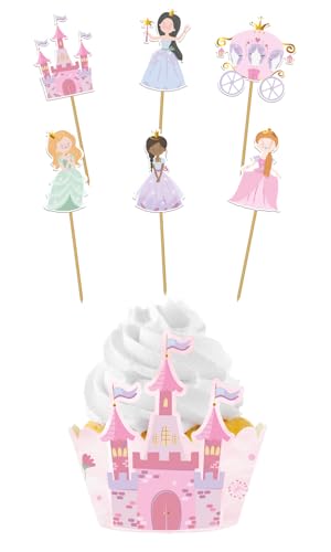 Folat 27500 Prinzessin Geburtstag Deko Rosa - Cupcake Deko-Set - Pretty Princess - 6 Sets - Prinzessin Partygeschirr für Prinzessinparty Folat 27500 Prinzessin Geburtstag Deko Rosa - Cupcake Deko-Set - Pretty Princess - 6 Sets - Prinzessin Partygeschirr für Prinzessinparty von Folat
