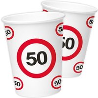 Becher "Verkehrsschild" zum 50. Geburtstag, 8er Pack von Folat