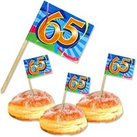 Deko-Picker zum 65. Geburtstag, 50 bunte Papierfähnchen von Folat