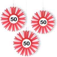 Fächerblumen "Verkehrsschild" zum 50. Geburtstag, 3er Pack Fächerblumen "Verkehrsschild" zum 50. Geburtstag, 3er Pack von Folat