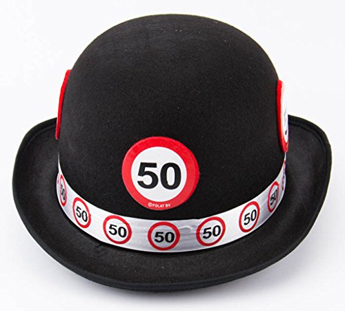 Folat 8714572623506 FilzHut Verkehrsschild 50 Geburtstag, Schwarz von Folat