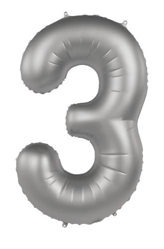Folat 10473 Luftballon Silber Folienballon Zahl 3-Moonlight Silver-Satin Gloss-86 cm-Party Deko Ballon für Kinder Geburtstag Jubiläum, zum Befüllen mit Helium geeignet, 86 cm Folat 10473 Luftballon Silber Folienballon Zahl 3-Moonlight Silver-Satin Gloss-86 cm-Party Deko Ballon für Kinder Geburtstag Jubiläum, zum Befüllen mit Helium geeignet, 86 cm von Folat